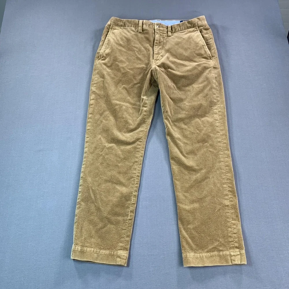 Polo Ralph Lauren Pants Mens 33x30 (33x29) Brown Corduroy Chino Stretch Straight